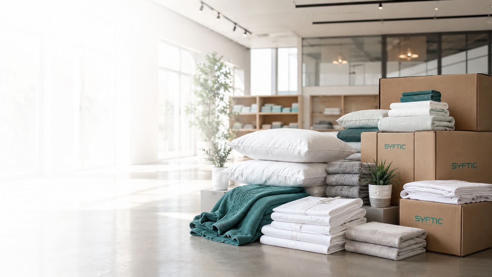 Wholesale textile products, cartons, port and cotton display